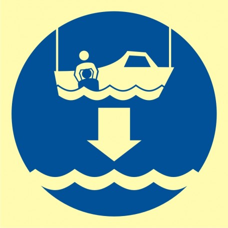 Znak morski - Opuścić na wodę łódź ratowniczą