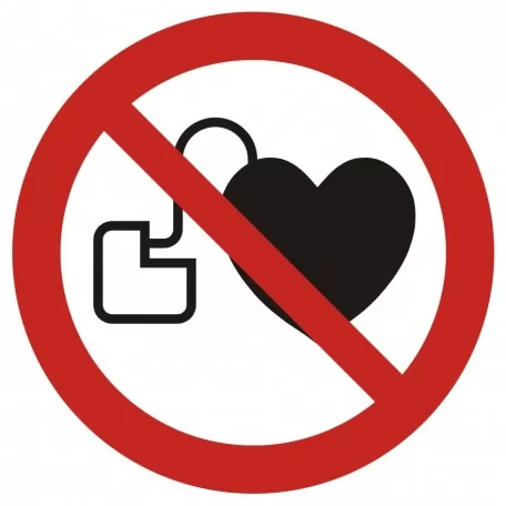 Kein Zutritt für Personen mit Herzschrittmachern oder implantierten Defibrillatoren