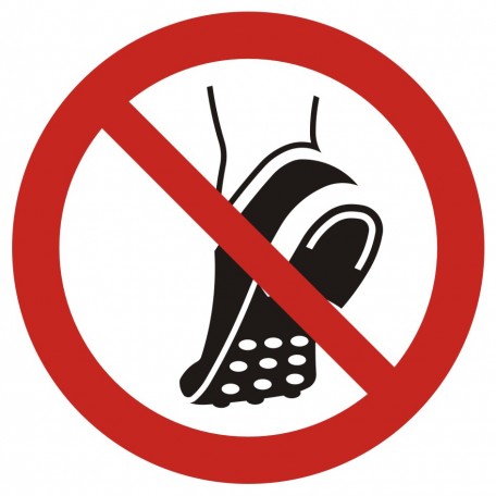 Znak BHP - Zakaz wchodzenia w obuwiu z metalowa podeszwą