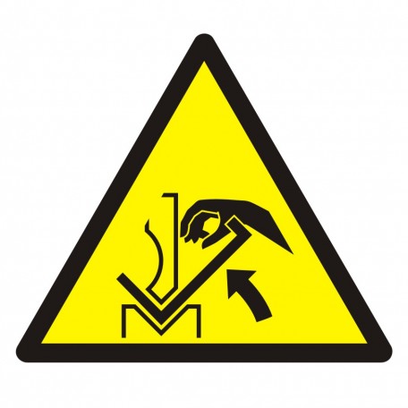 Znak BHP - Ostrzeżenie przed zgnieceniem dłoni między prasą i materiałem