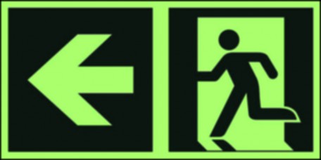 Direction to emergency exit – left