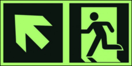 Znak ewakuacyjny - Kierunek do wyjścia ewakuacyjnego – w górę w lewo