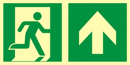 Znak ewakuacyjny - Kierunek do wyjścia ewakuacyjnego – w górę (prawostronny)