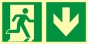 Richtungsangabe für Rettungsweg - nach unten (rechtsseitig)