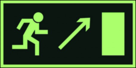 Direction to leave an escape route up to the right