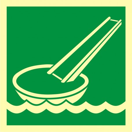 Znak morski - System ewakuacji okrętowej (ślizg)
