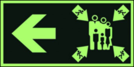 Znak systemu LLL - Kierunek do miejsca zbiórki - w lewo