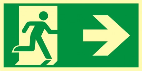 Znak systemu LLL - Kierunek do wyjścia ewakuacyjnego – w prawo