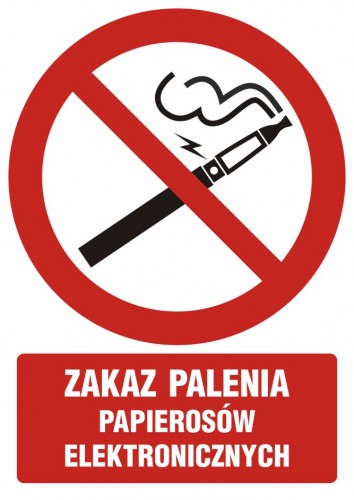 Znak BHP - Zakaz palenia papierosów elektronicznych