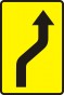 Plate indicating unexpected change in the traffic direction to the right