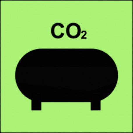 Znak morski - Zamocowana instalacja gaśnicza (CO2-dwutlenek węgla)