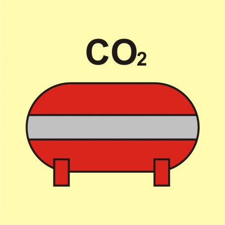 Znak morski - Zamocowana instalacja gaśnicza (CO2-dwutlenek węgla)
