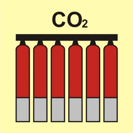 Znak morski - Zamocowana bateria gaśnicza (CO2-dwutlenek węgla)