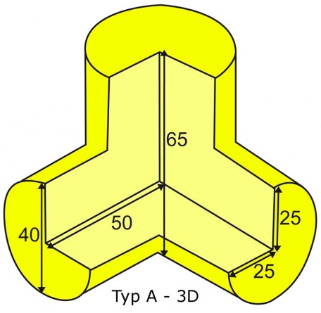 Elastisches Eckverbindungsstück 3D für Profile des A-Typs