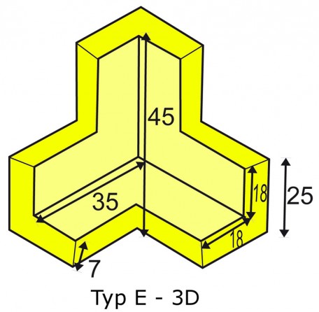 Corner protection angle for elastic Warning- and Protecting Profiles type E 3D