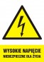Znak elektryczny - Wysokie napięcie niebezpieczne dla życia