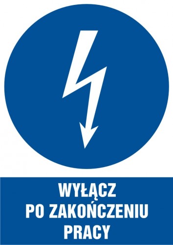 Znak elektryczny - Wyłącz po zakończeniu pracy