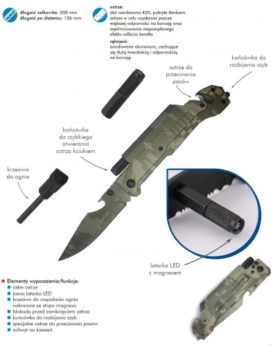 Rettungsmesser - Sicherheit 6in1 Camo